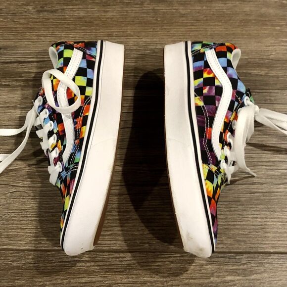 Vans Old Skool Sneaker W 5 / Y 3.5 Tie Dye Checkered Comfycush Lace Up Low Top - Picture 8 of 12